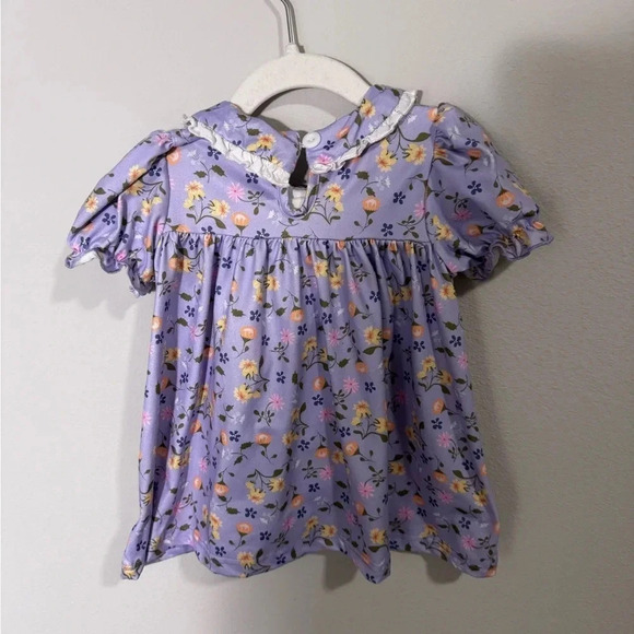 Marie Nicole Embroidered Toddler Dress - purple floral with pumpkins, size 12 m - Picture 4 of 5